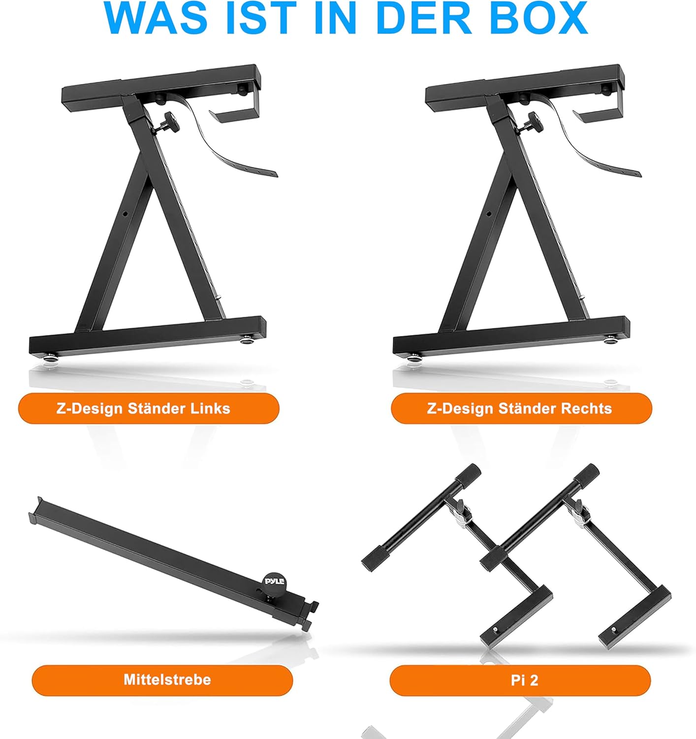 PYLE Heavy-Duty Multi-Functional Music Stand - Z Style & Portable, 2nd Tier, Height & with Adjustment, Digital Keyboard Stand, Rack Case w/Ergonomic Design, for Home Studio etc. - Pyle PKST2TZ , black