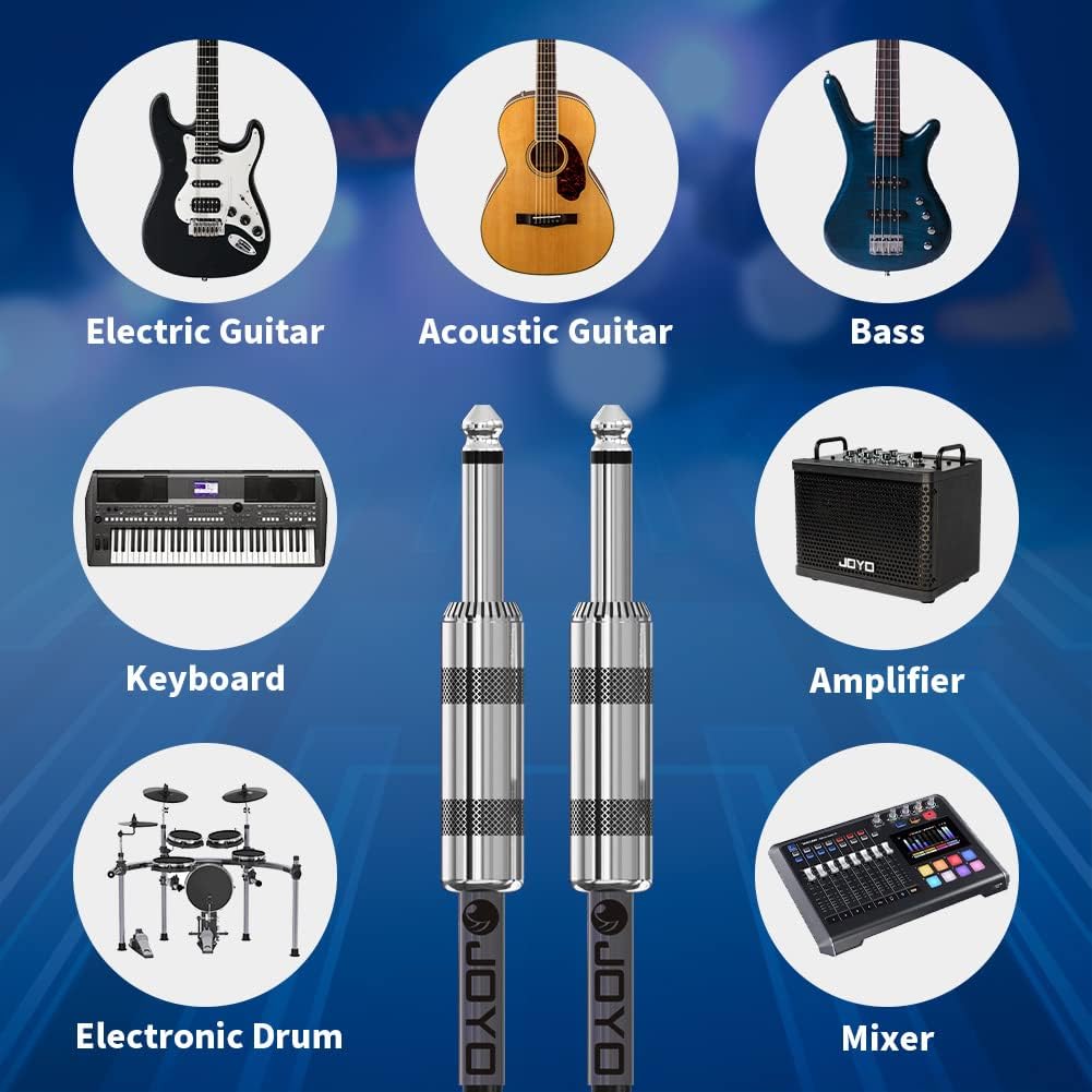 JOYO DC-15B Digital Guitar Combo Amp with Built-in Effects & Drum Machine CM-04 15ft Premium Noise-Free Cable Bundle,15W Portable Amp, 8 Amp Voicings, Bluetooth