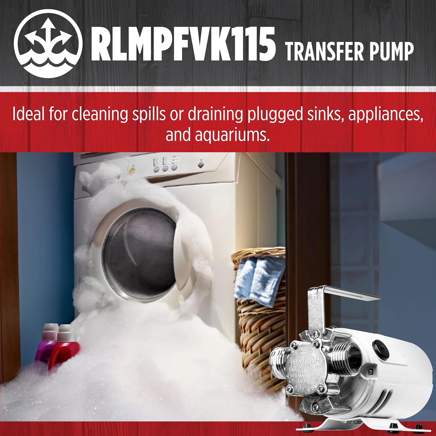 Red Lion RLMPFVK115 115 Volt 350 GPH Non-Submersible Multi-Purpose Transfer Pump with Accessory Kit, White, 14942025