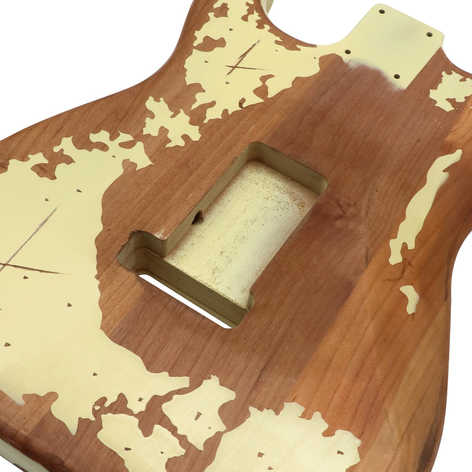 Sunsmile Relic Electric Guitar Body ST Style Nitro Alder DIY Guitar Body H-S-H Route Relic Cream Yellow.