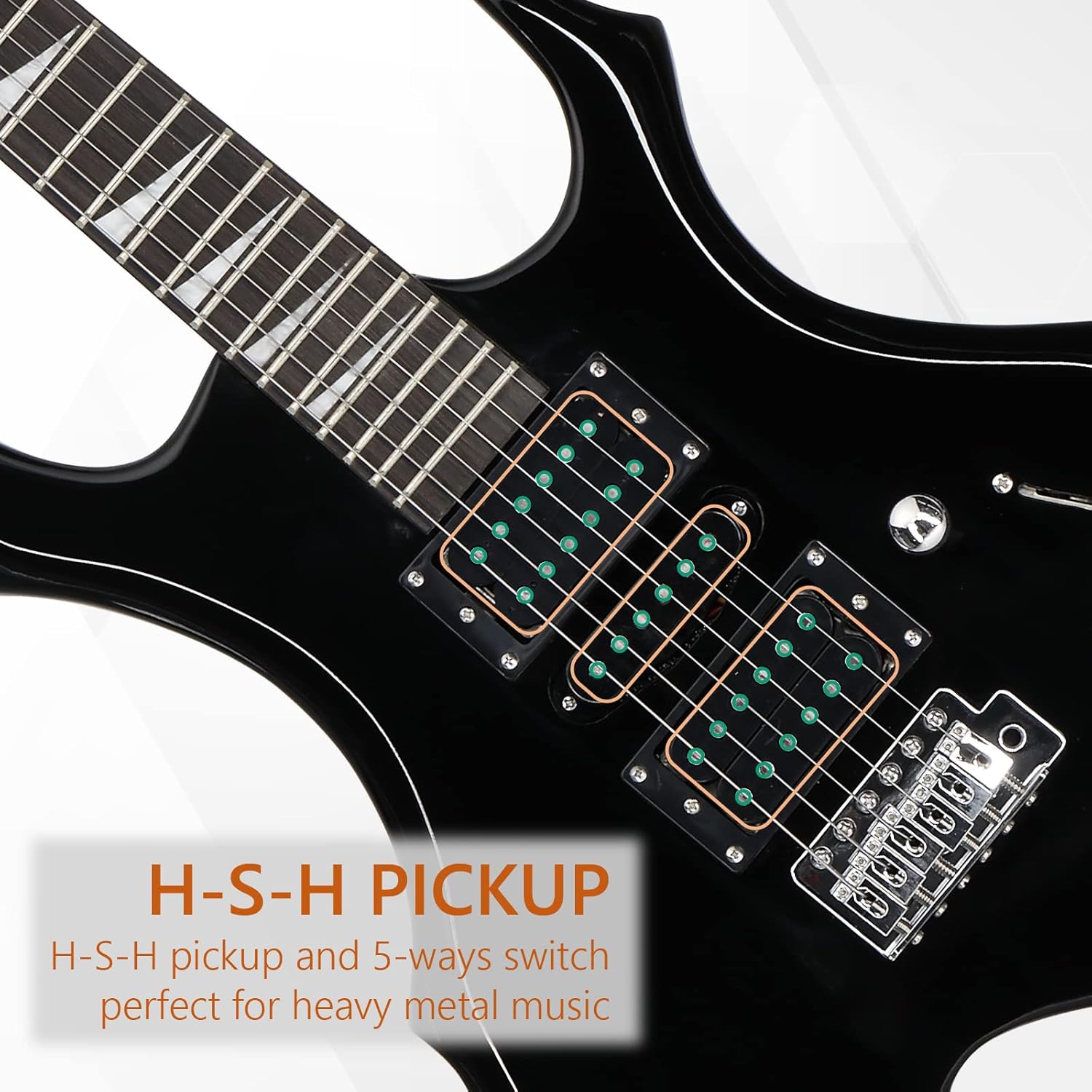 Ktaxon Burning Fire Design Electric Guitar Kit, 36-inch HSH Pickup Electric Guitar Beginner Guitar Set with Amplifier, Rosewood Fingerboard, 5-Ways Pickup Switch (Black)