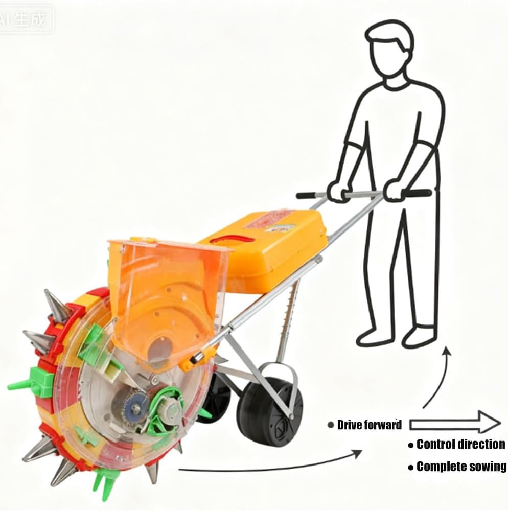 Multi-Purpose Seed Planting Machine, Manual Push Spreader with Adjustable Settings for Different Seed Sizes(4 to 8 Nozzles)