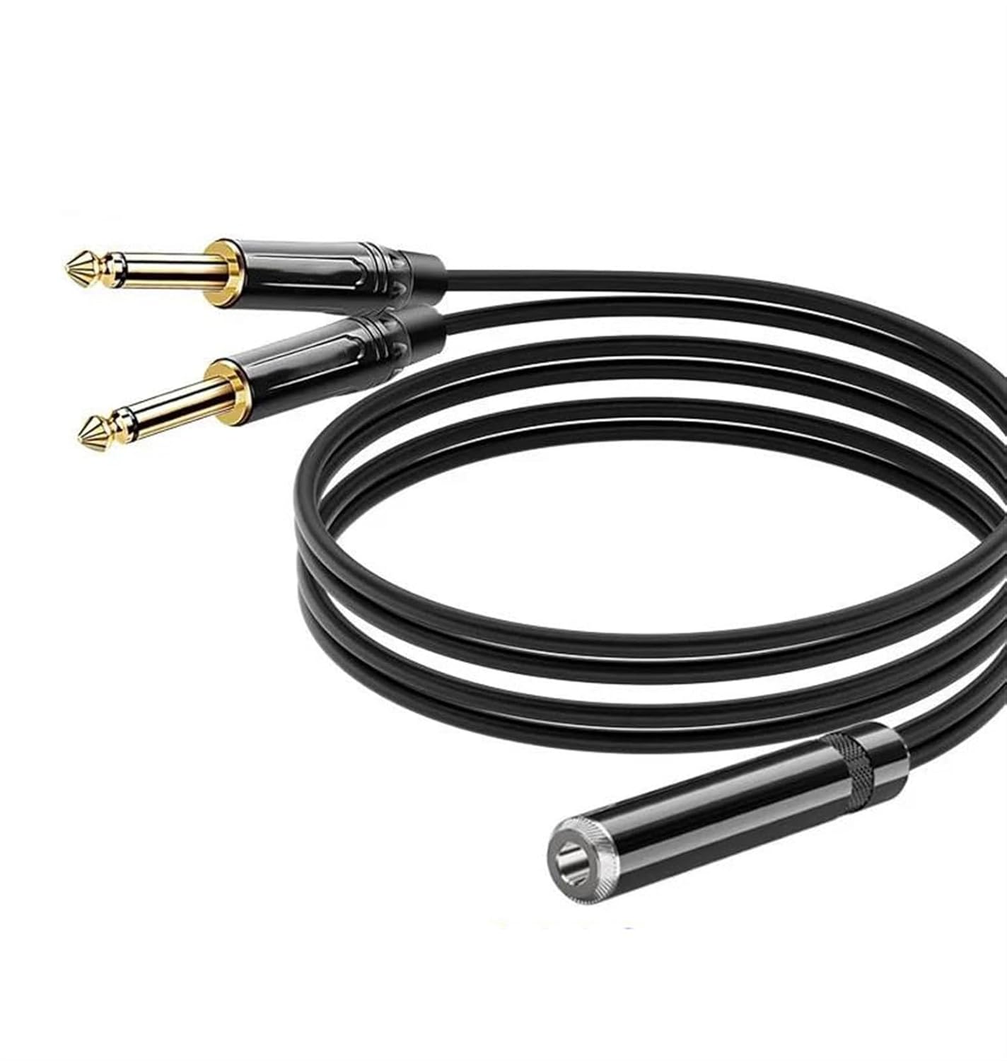 Pro Audio Cable Extension Cable 6.5mm Female to 2x6.5mm Male 1/4 Inch Cable for Amplifier Microphone Mixer Connect Guitar Bass(TRS to TS,12m)