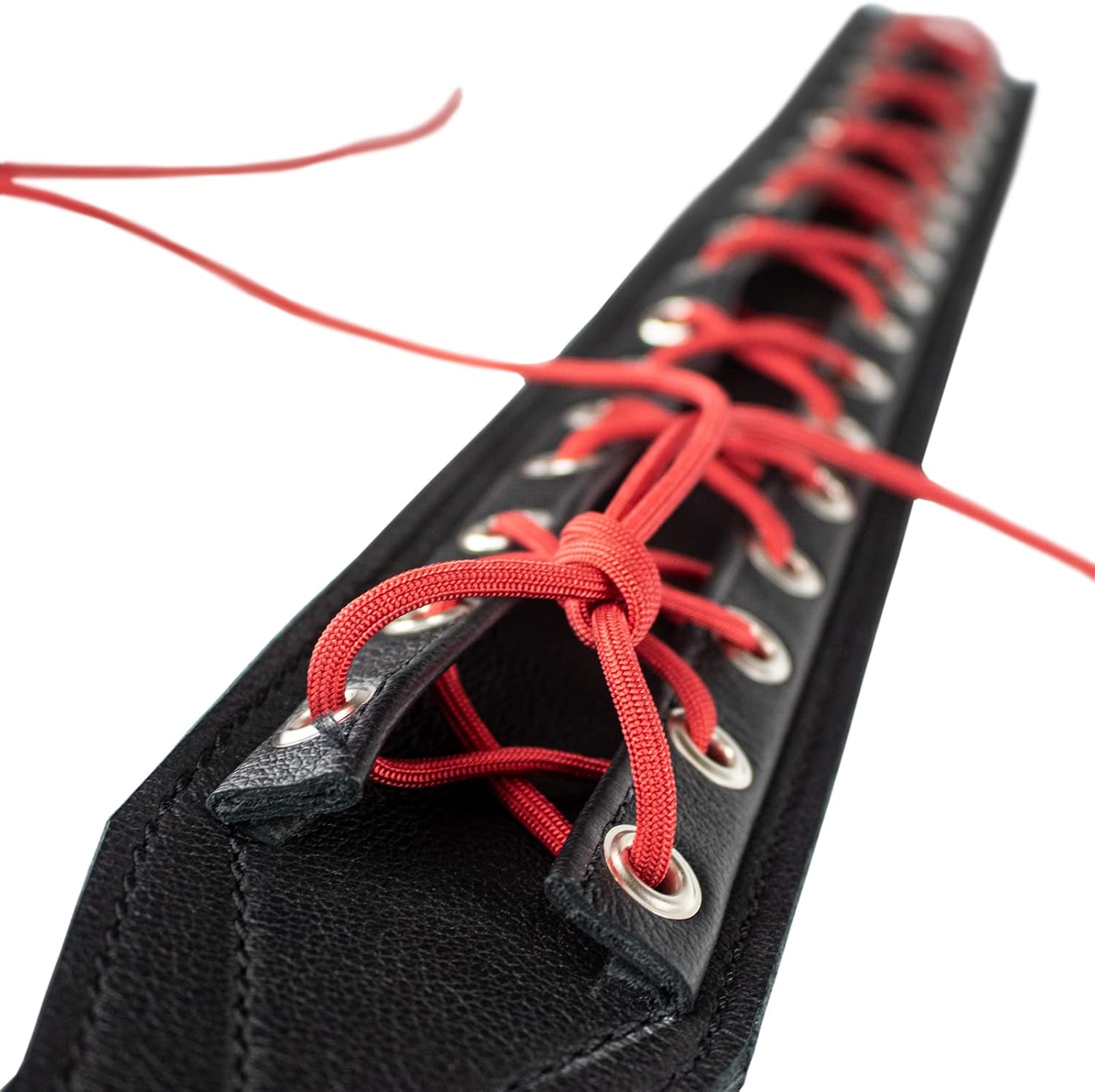 Sawtooth Red Lace 3” Wide Leather Guitar Strap Hand Crafted in the U.S.A.