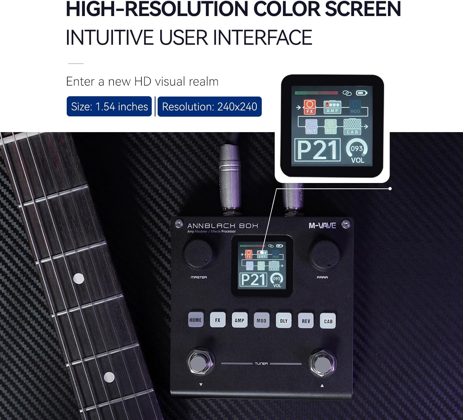 M-VAVE ANN Blackbox Guitar Pedal 80 Editable Presets Reverb Delay Boost Black Box with 6 Effect Modules AMP CAB BT Audio With APP Create Paremeters