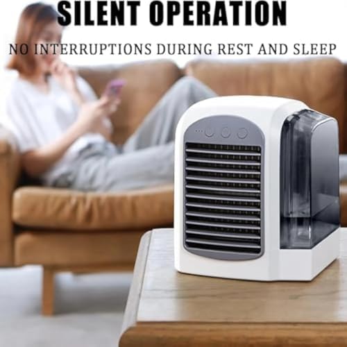 2025 Upgraded Portable Air Conditioner - 4-in-1 AC with Ice Mist Technology, 3 Speeds, 380ml Tank, Ultra-Quiet for Home, Office, Bedroom, Travel (Blue)