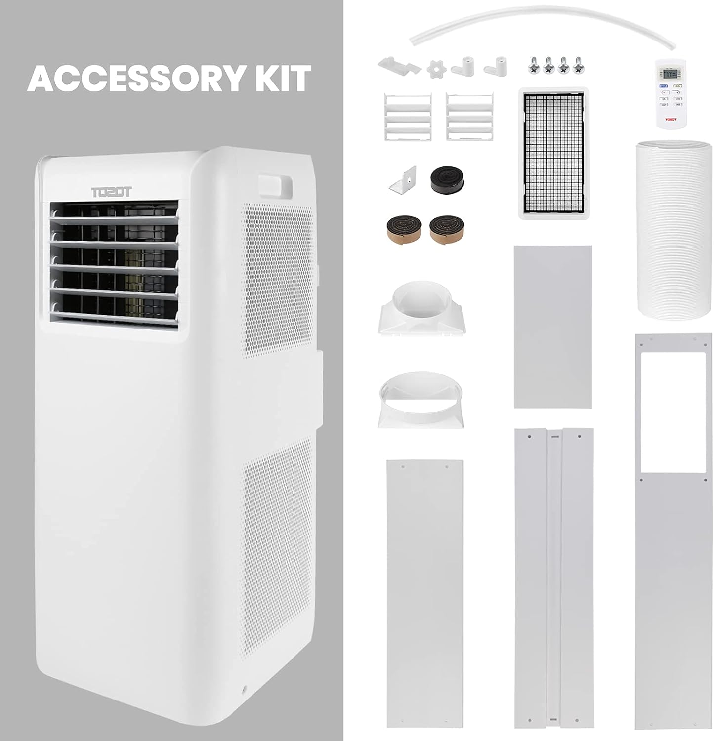 TOSOT 9,500 BTU Air Conditioner, Easy Install, Quiet 3-in-1 Portable AC, Dehumidifier, Fan, 300 Sq Ft, Aovia Series, White