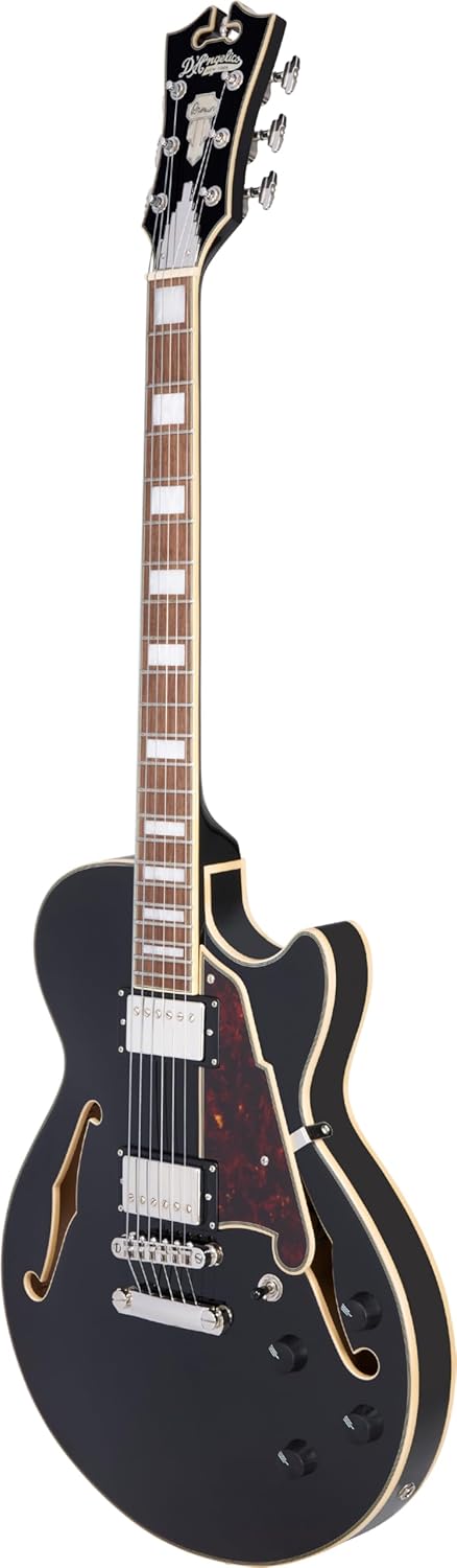 D'Angelico Premier SS Semi-hollow Electric Guitar - Solid Black