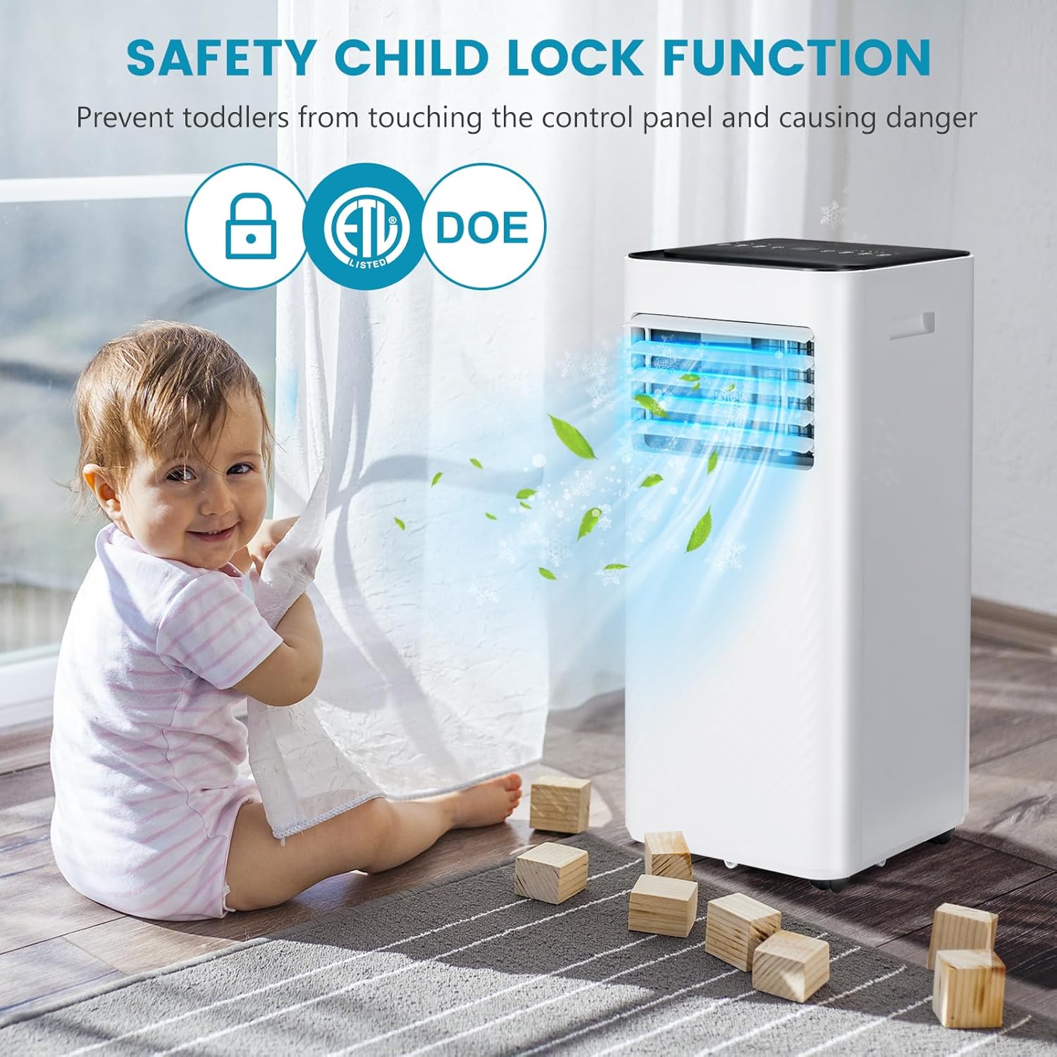 ARLIME Portable 8,000 BTU Air Conditioner, 3 in 1 AC Unit, Fan & Dehumidifier for Rooms up to 350 Sq FT, Quiet AC w/Sleep Mode, 26H Timer, LED Display, Remote Control & Window Kit