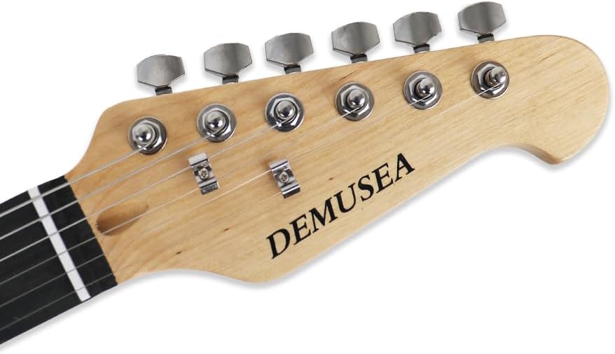 Full size electric guitar kit package black color single tremolo bridge with 5W plug in charging amplifier portable travel amp set practice for beginner starter with strap gigbag bundle (BKST-30)