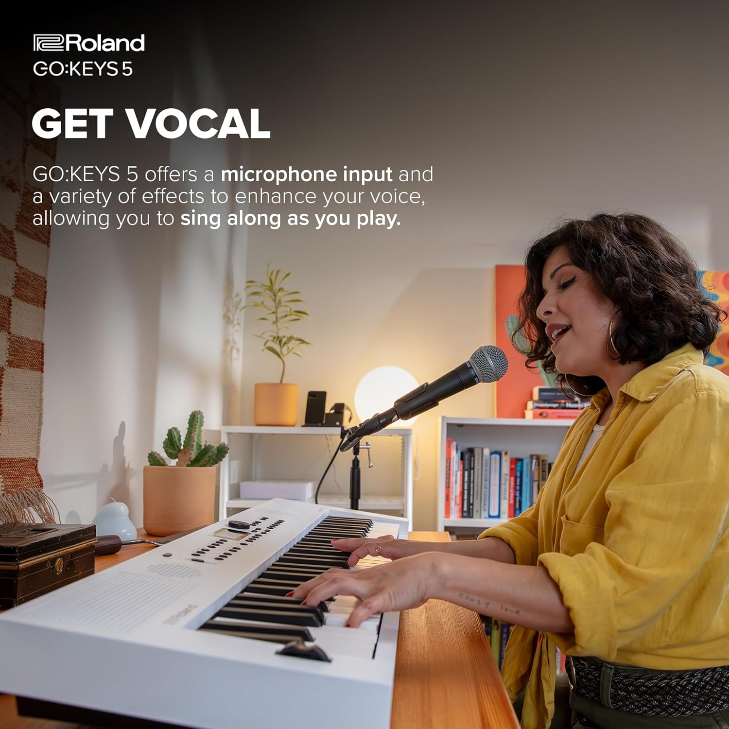 Roland GO:KEYS 5 Music Creation Keyboard | 61-Note Keyboard | Built-In Stereo Speakers | Mic Input | Bluetooth Audio/MIDI Support for Music Streaming - Graphite