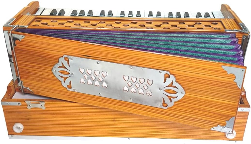 Folding Portable Harmonium 42-Keys, Two Reed, 3.5 Octave 7 Bellow,Coupler, 9 Stopper Paaded Bag