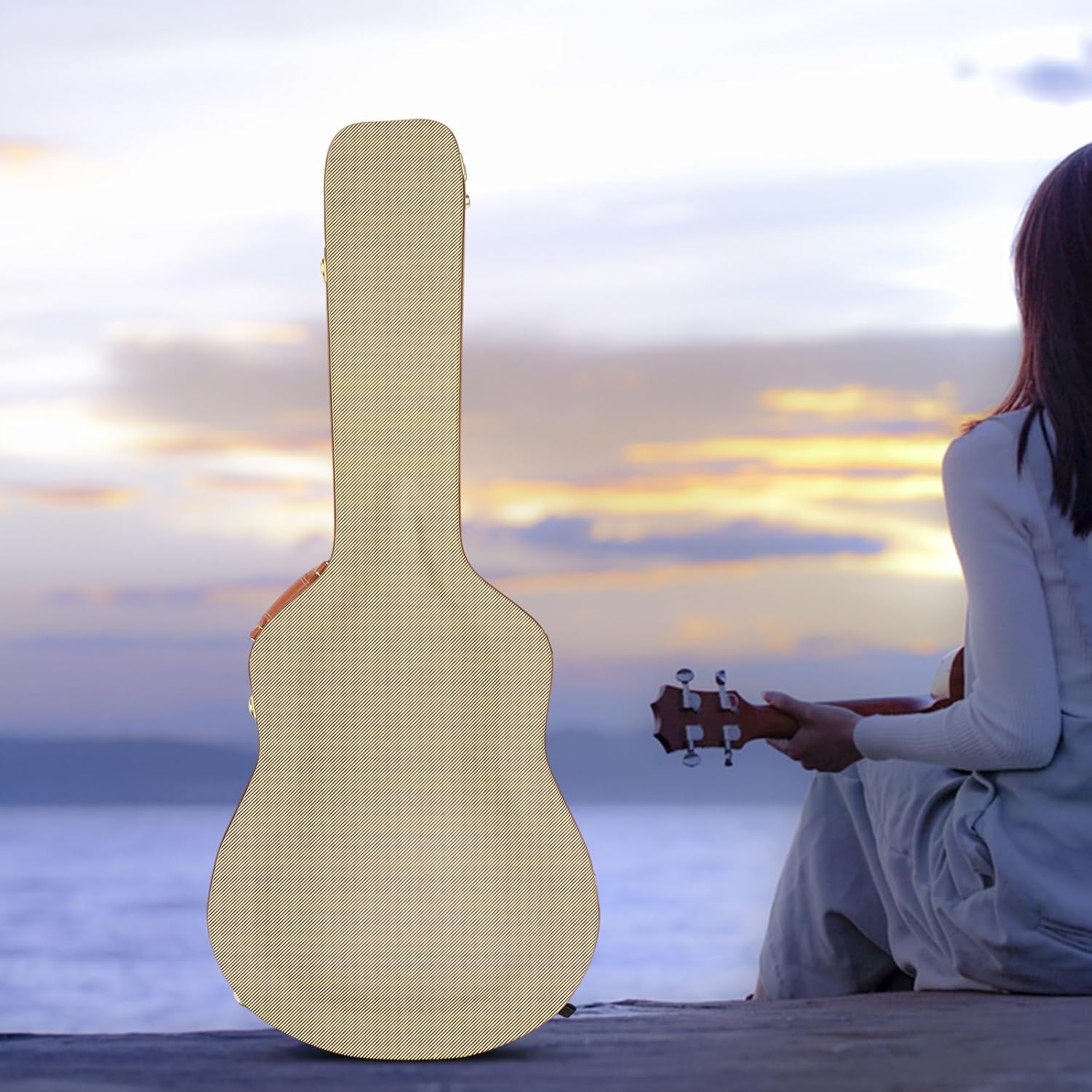 Wooden Guitar Case, Electric Guitar Hard Case,Wood Case for Les Paul Electric Guitars,Electric Guitar Wooden Hard Shell Lockable,Sponge Lining, Iron Latches, Suitable for 41