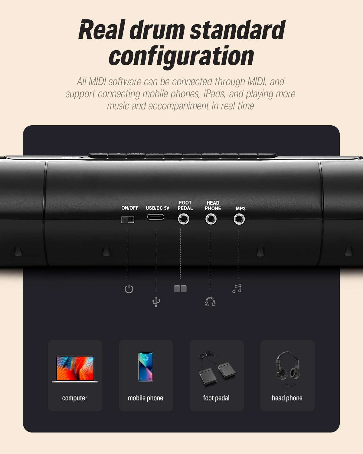 Donner Electric Drum Pad, 9 Pads Electronic Drum Set Roll Up Quiet Drum Pad Built-in Speaker, 40 Drum Lessons Included, Kids Holiday & Birthday Instrument Toys