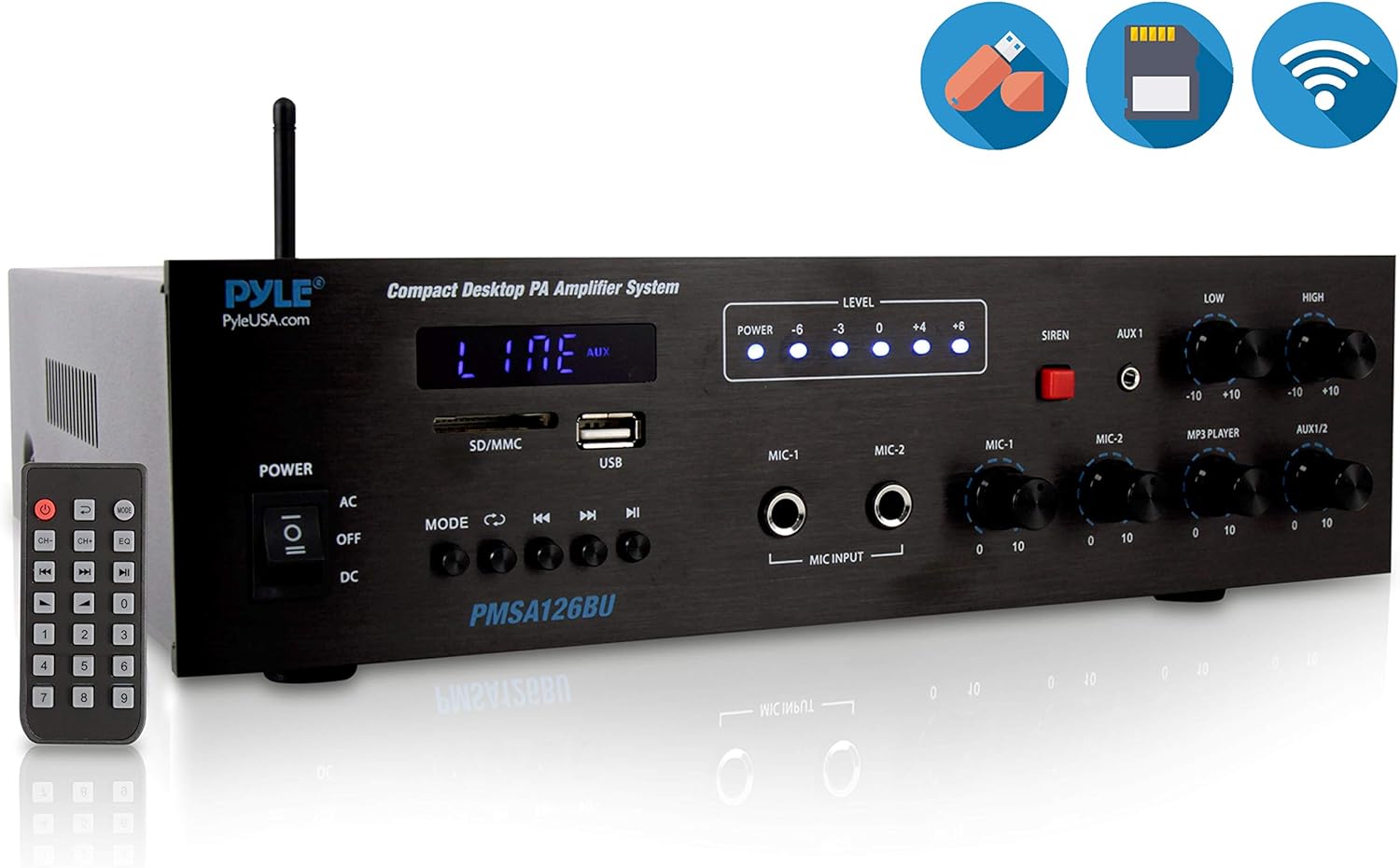 Pyle Wireless Bluetooth 500W Public Address Amplifier System with 8
