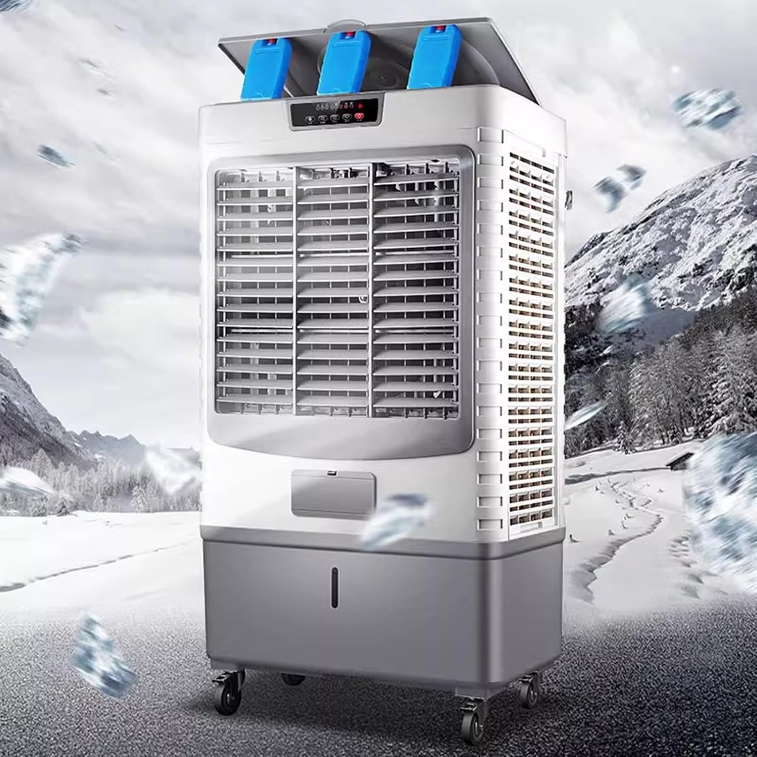 Evaporative Cooler, Portable Air Conditioners, with Large Capacity Water Tank, Powerful Air Supply, 3 Wind Speeds, for Backyard, Garage, Patio(118cm/46in)