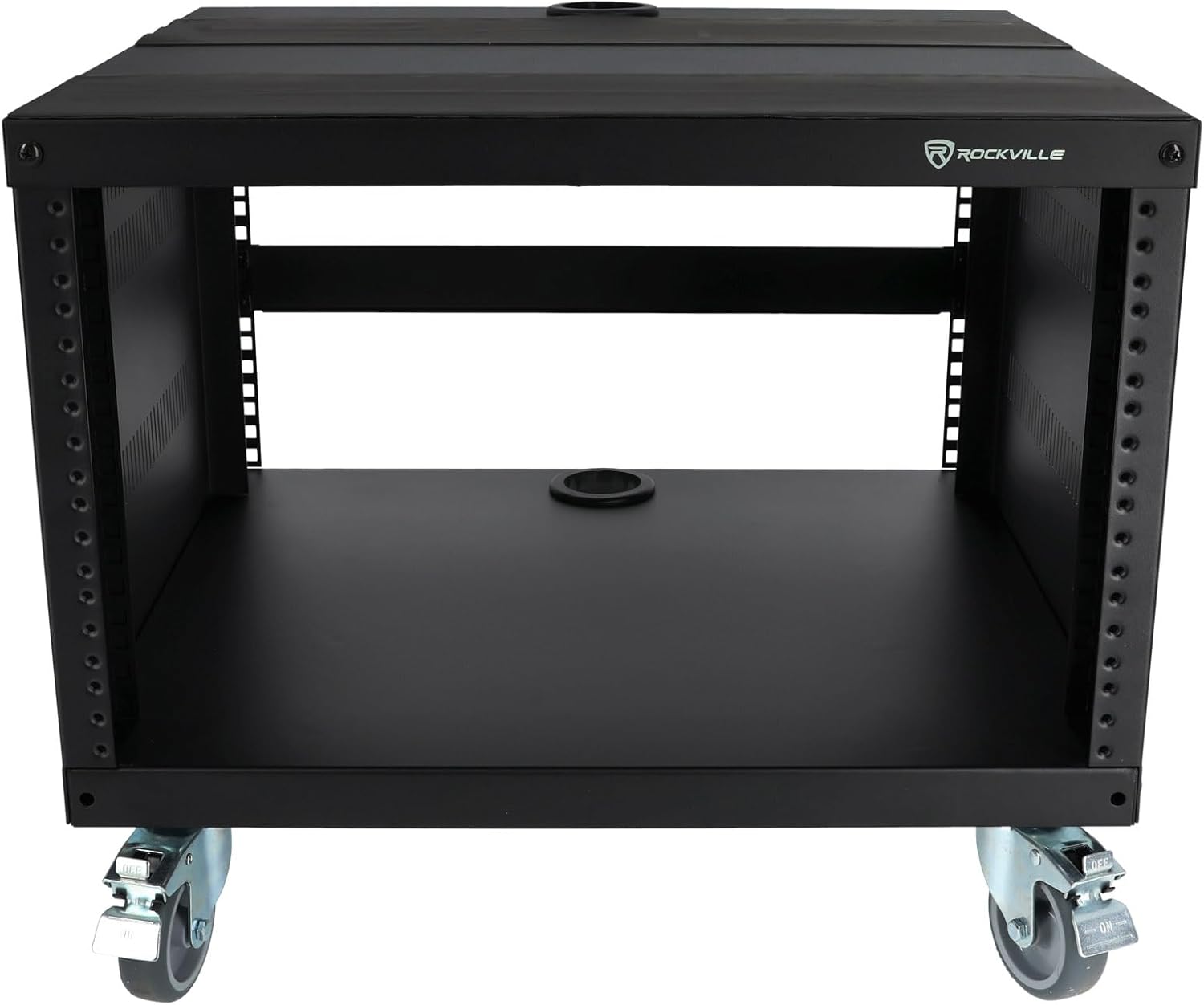 Rockville RR6U 6U Live Sound/Recording Studio Rack Case with Wheels, Reversible Rack Rails, Front & Rear Mounting, Cable Management Ports, 440lb Capacity