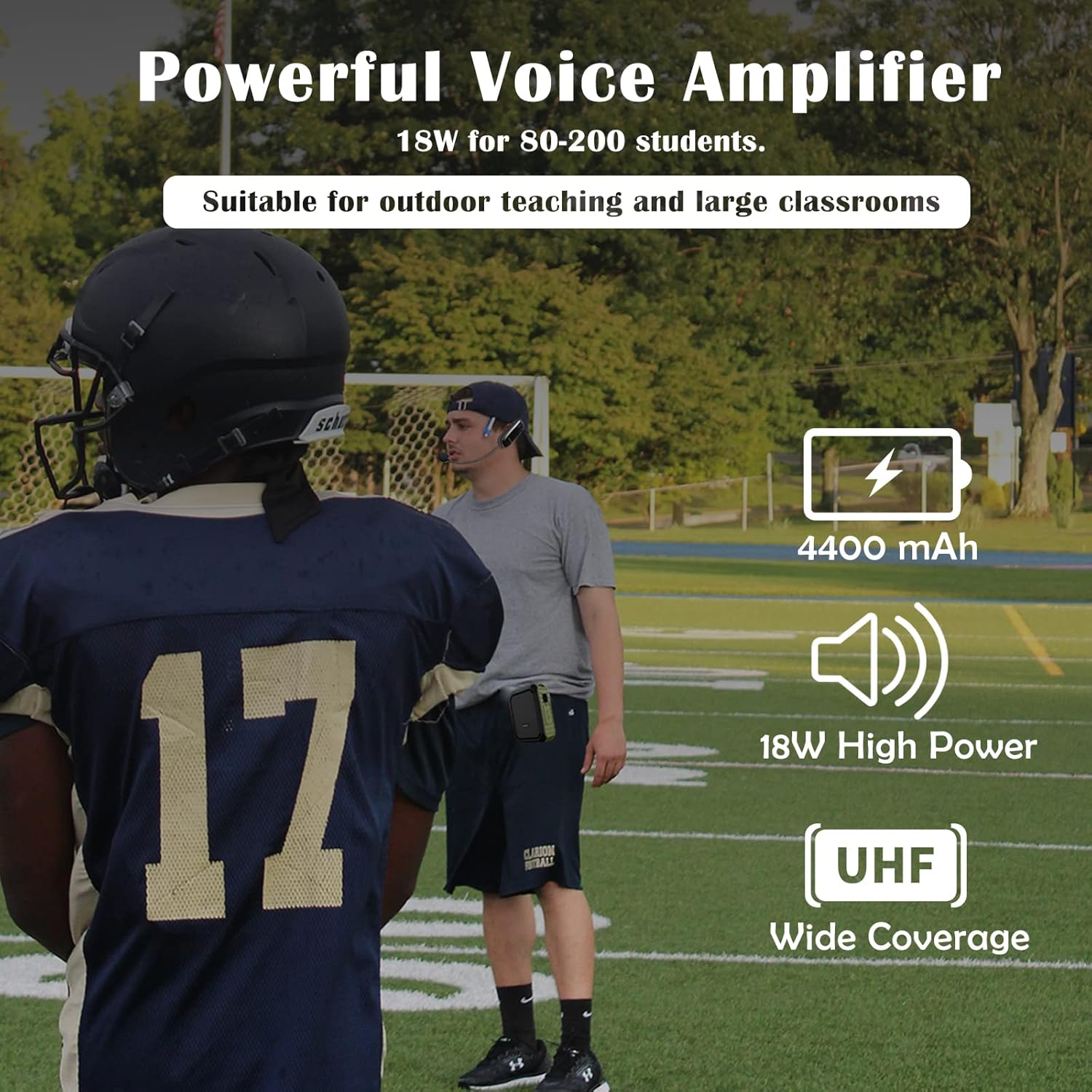 Voice Amplifier with Wireless Headset Mic - 18W 4400mAh Rechargeable Mini Pa System, Bluetooth 4.2, Waterproof IPX5 Portable Speaker for Teacher, Outdoors