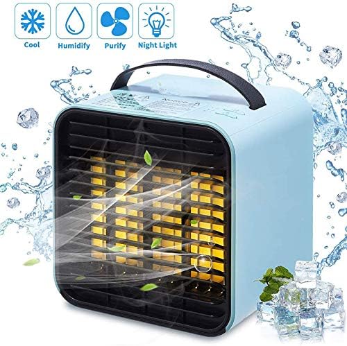 Portable Air Conditioner Mini Air Cooler Fan Fast Cooling Air Conditioner Unit with LED Lights USB Humidifier Mobile Air Conditioner for Home and Office