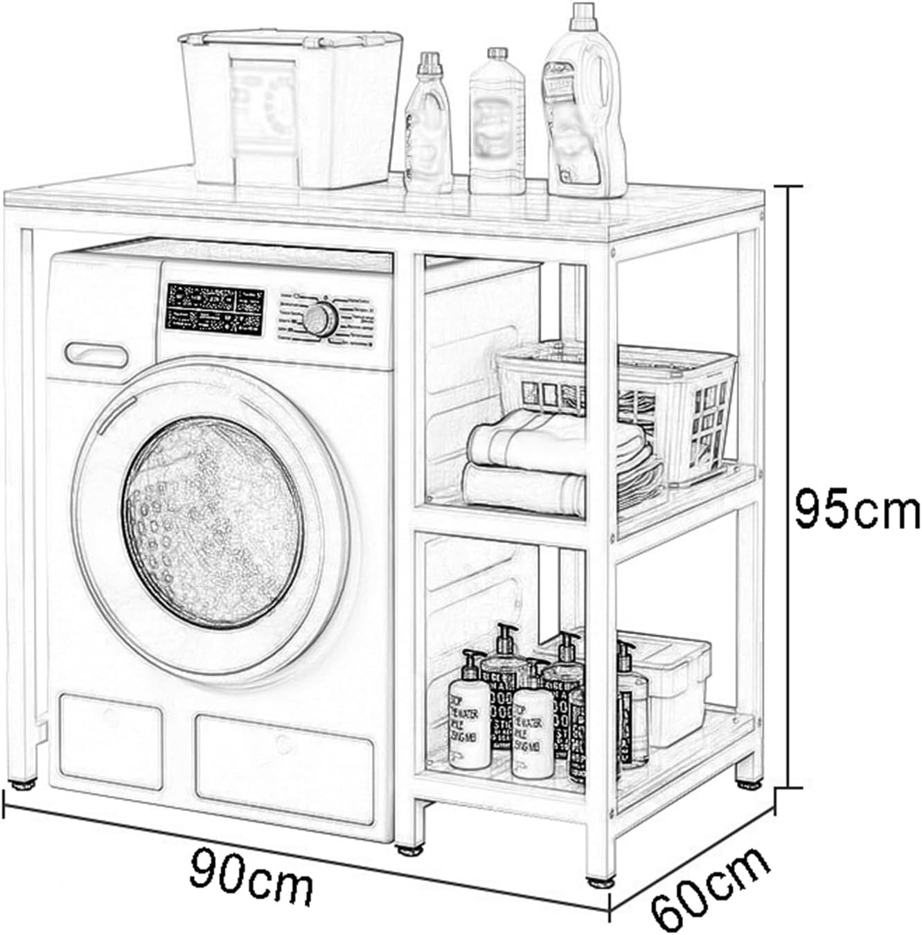 Drum Washing Machine Storage Rack, Storage Rack Above Washing Machine, Increases Storage Capacity (B) Tumble Dryer Stand