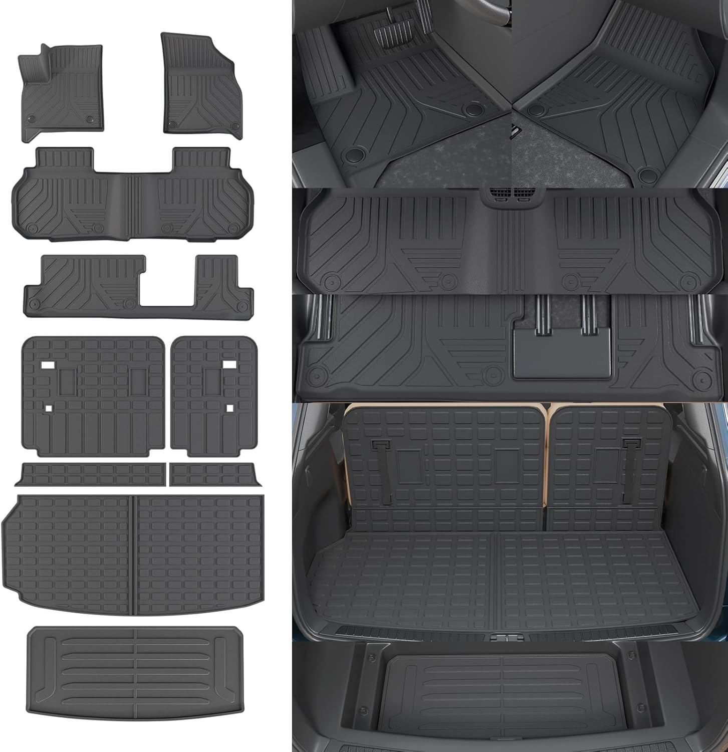 Rongtaod Floor Mats Compatible with 2024 2025 2026 Chevrolet Traverse 8 Seats (NOT for Limited) Sub Trunk Mat Lower Cargo Mat Cargo Liner Back Seat Cover Chevy Traverse Accessories (Set of 10)