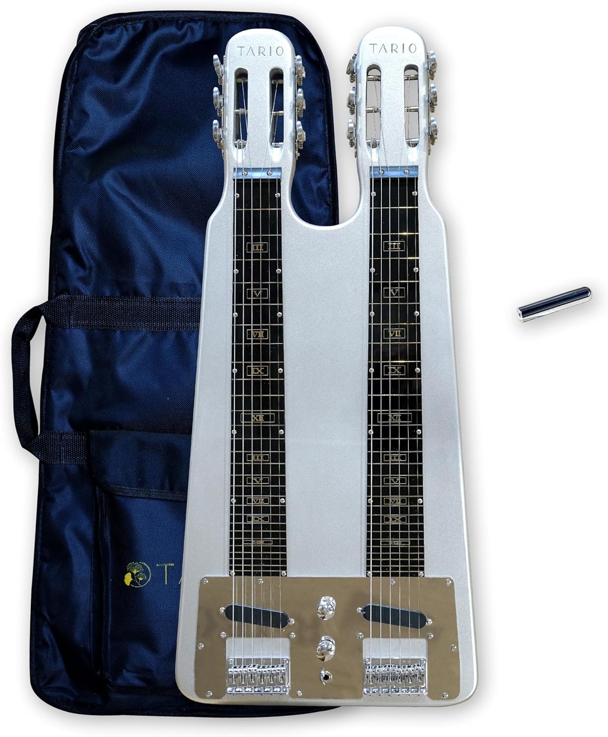 TARIO Double Neck Lap Steel Guitar 6 String Slotted Head Stock Electric Slide Guitars With Gig bag