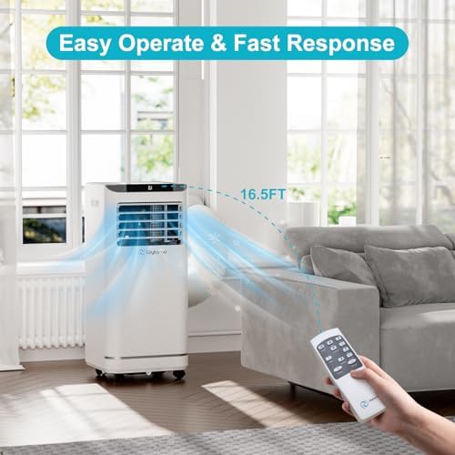 10,000 BTU Portable Air Conditioners, 4 in 1 Portable AC Unit, Cool, Heat, Dehumidifier & Fan, 450 Sq.Ft Room Air Conditioners Portable Up, LED Display & Remote/24 Hrs Timer/Self Evaporation