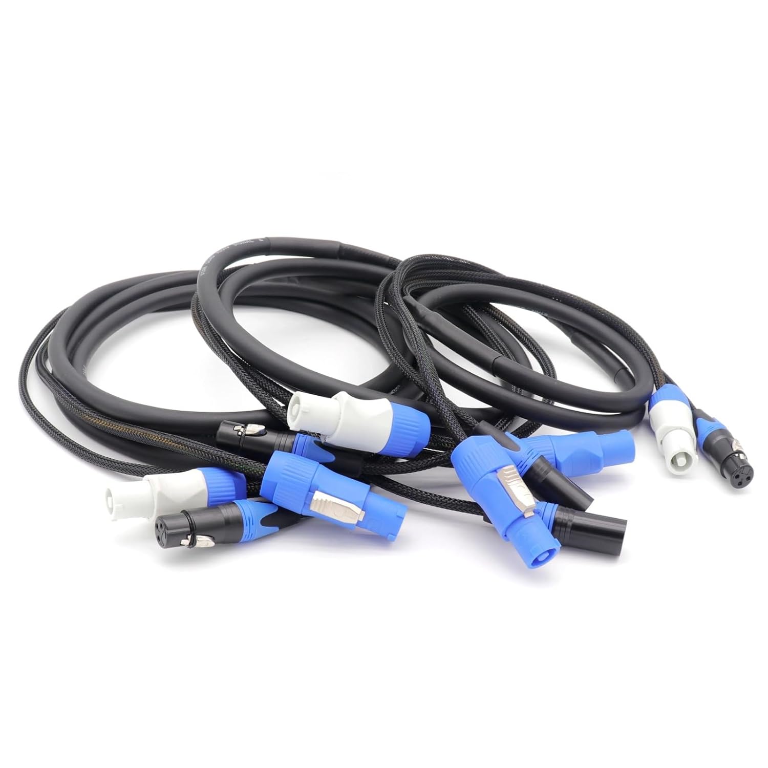 1 Meter Power DMX 2-in-1 Cable with PowerCON in/Out and 3-Pin XLR for DJ Moving Head Stage Lighting.