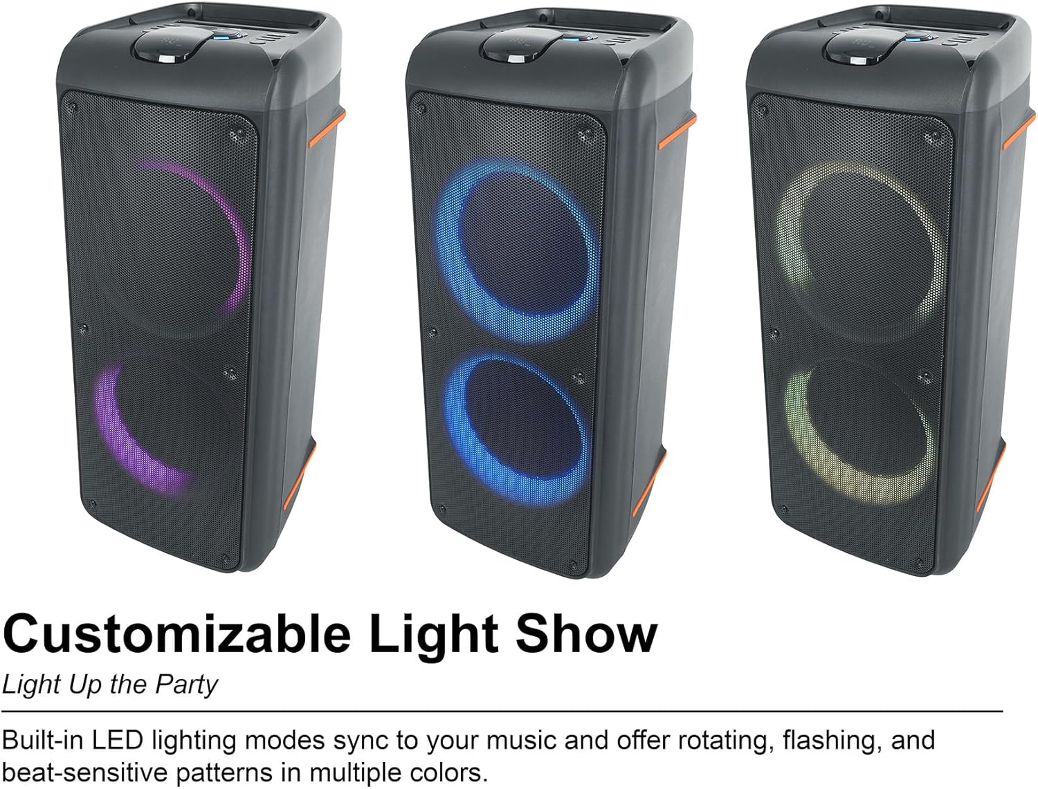 Rockville Rock Party 9 1000W Portable Bluetooth Speaker, Dual 8