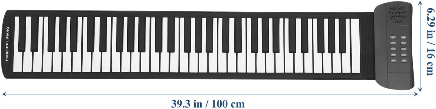 Generic Key Foldable Silicone Piano Keyboard for Beginners and Adults Portable Electronic Musical Instrument with Built-in Speaker Recording Tones USB Connectivity for Music Learning and