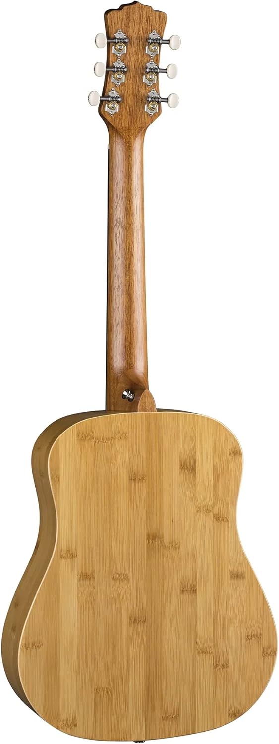 Luna Safari Bamboo Acoustic Travel Guitar with Gig Bag, Satin Natural