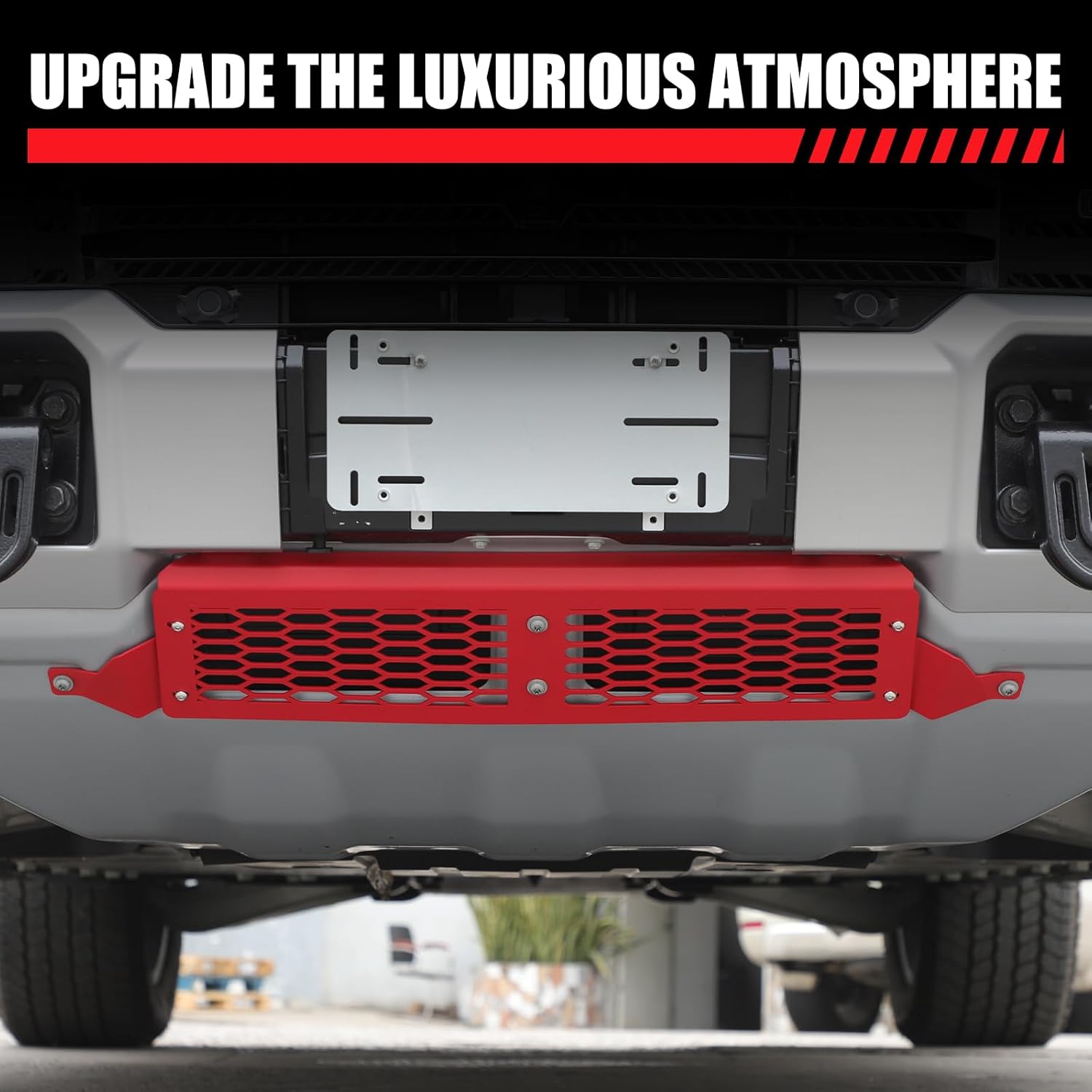 for Hummer EV Accessories Front Lower Bumper Grill Air Intake Protective Cover for 2022-2025 2026 Hummer EV SUV Pickup Aluminium Bumper Center Radiator Guards Grille Air Vent Guard Trim (Red)
