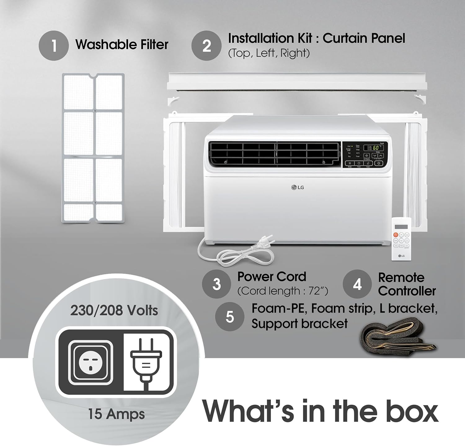 LG 14,000 BTU DUAL Inverter Smart Window Air Conditioner, 115V, Cools 800 Sq. Ft. for Bedroom, Living Room, Apartment, Quiet Operation, ENERGY STAR®, works with LG ThinQ, Amazon Alexa and Hey Google