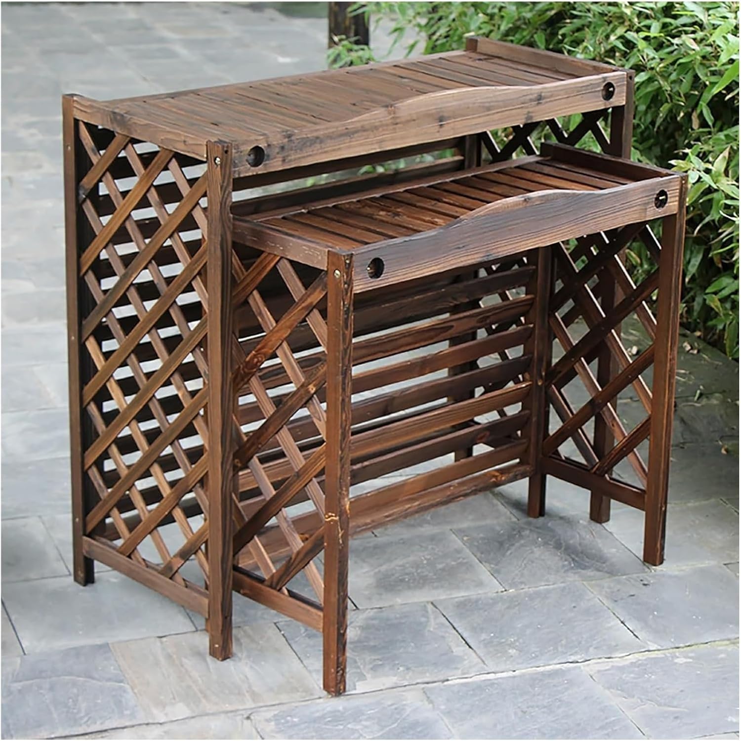 Outdoor Air Conditioner Unit Flower Stand Fence Screen to Hide Air Conditioner, Wooden Privacy Screen Decorative, Pool Equipment Trash Can Enclosure Ac Fence for Outside Unit(105x47x100cm)