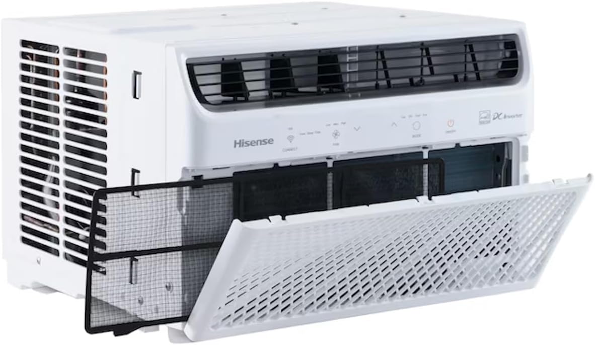 Hisense Window Air Conditioner with Inverter technology & ConnectLife App 350 SQ. FT 8000 BTU WI-FI, Remote control, 3 different modes (Cooling, Fan, Dehumidifier), Noise 52 dB - AW0822TW1W (Renewed)