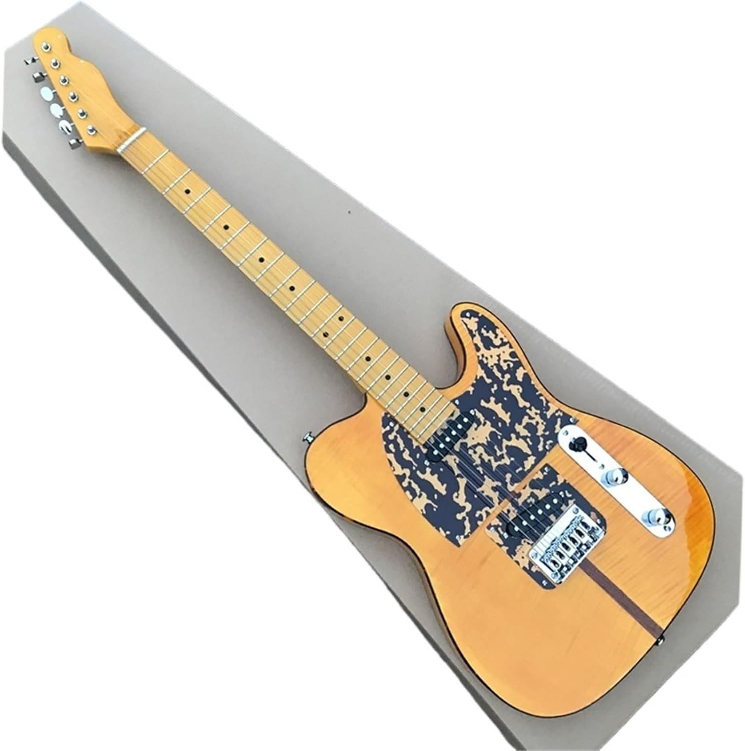 Beginner Electric Guitar Kits Orange Double Sided Tiger Grain Sandwich Solid Wood Body Professional Electric Guitar