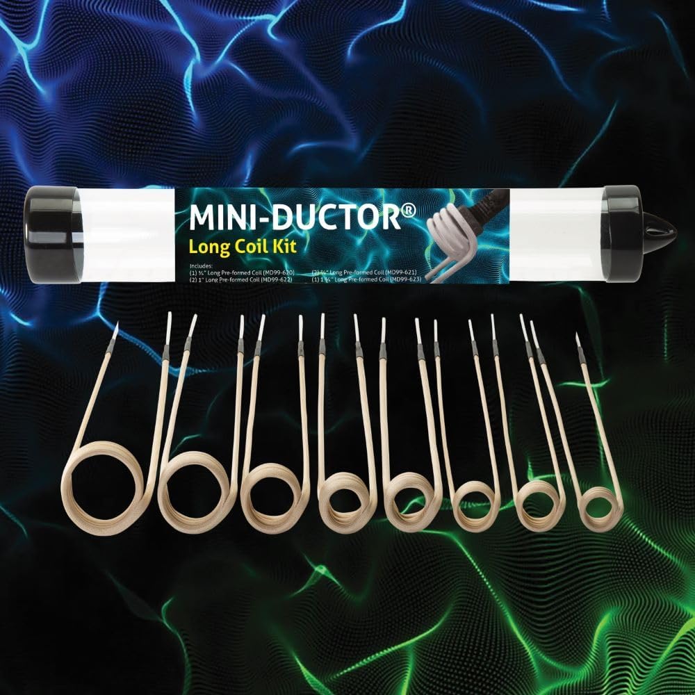 Induction Innovations - Long Coil Kit (MD99-675) - Accessory for Mini-Ductor® Series & Inductor® Series U-555 - One 3/4″ coil, Two 7/8″ coils, Two 1″ coils, One 1 1/4″, one 1 1/2″ & one 1 3/4