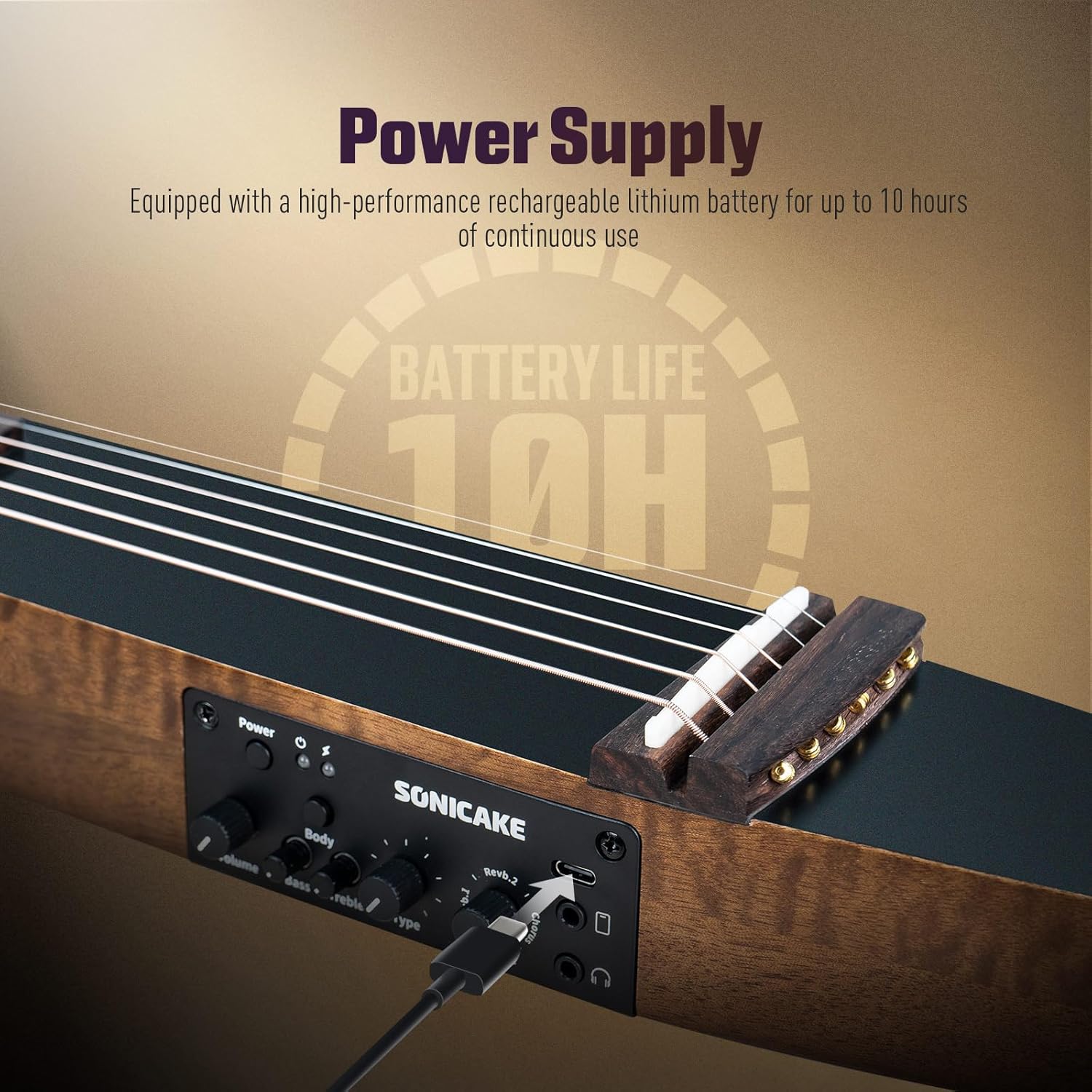 Sonicake Travel Guitar, Portable Acoustic-Electric Guitar Kit, Solid Mahogany Body Easy Assemble Frames, Multi Body-Shape Sim Rechargeable Preamp, Gig Bag, All Accessories QGT-01