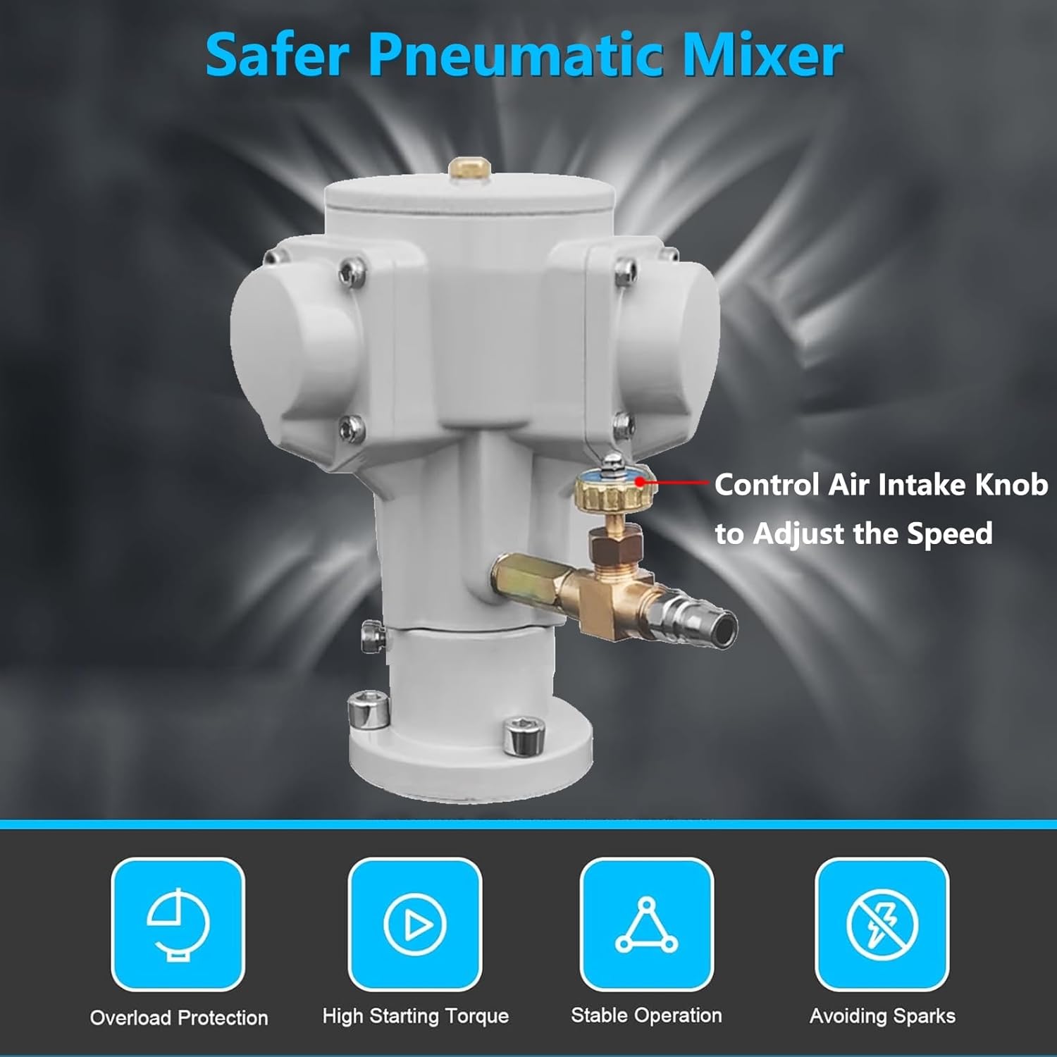 25 Gallon Pneumatic Paint Mixer Machine, 1/4HP Stainless Steel Pneumatic Mixer,with Stand Ink Paint Mixing Tool