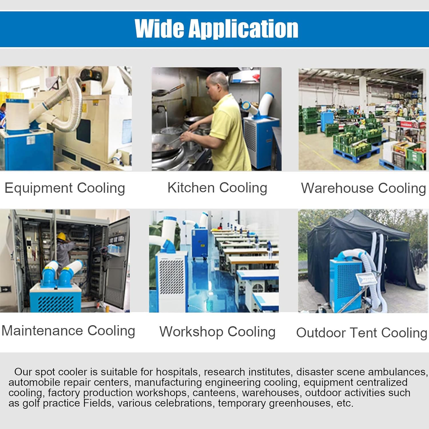 Industrial Air Conditioner Portable Spot Cooler 22178BTU/H 3 Column Air-Cooled Mobile Outdoor Cooling Aircon 220V