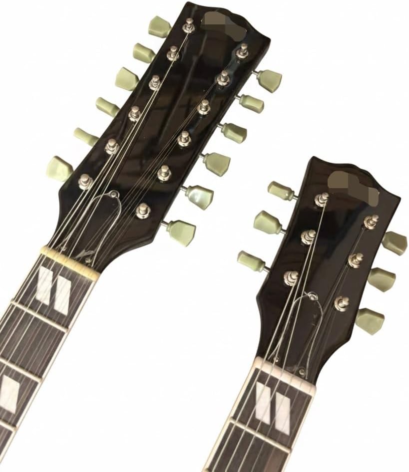 Double Neck Electric Guitar 12 String & 6 - Solid Mahogany Body & Rosewood Fretboard Dual Humbucker Pickups(Black)