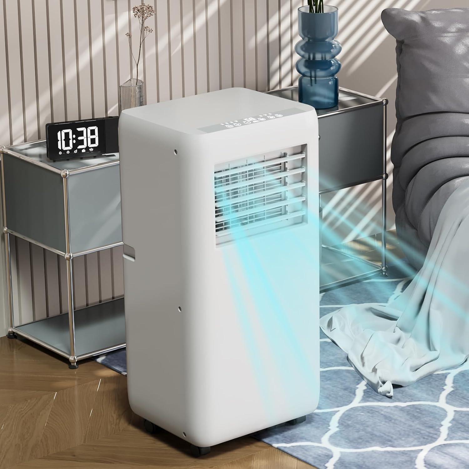 Portable Air Conditioner 10,000 BTU Ashrae/6,500 BTU SACC, Energy Efficient Cooling, 115V, Remote Control, Quiet Operation, for Rooms up to 400 sq.ft, 3 Modes: Cooling, Dehumidifying, Fan
