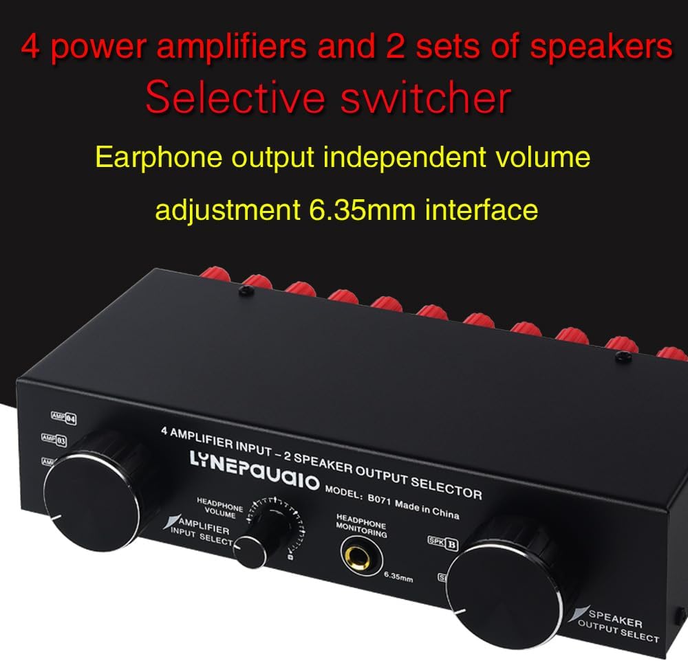 Amplifier Speaker Selector Switch Switcher 4 Input 2 Output or 2 in 4 Out Power Amplifier Speaker Selector Switcher 300W Per Channel Speaker Switch Dispenser