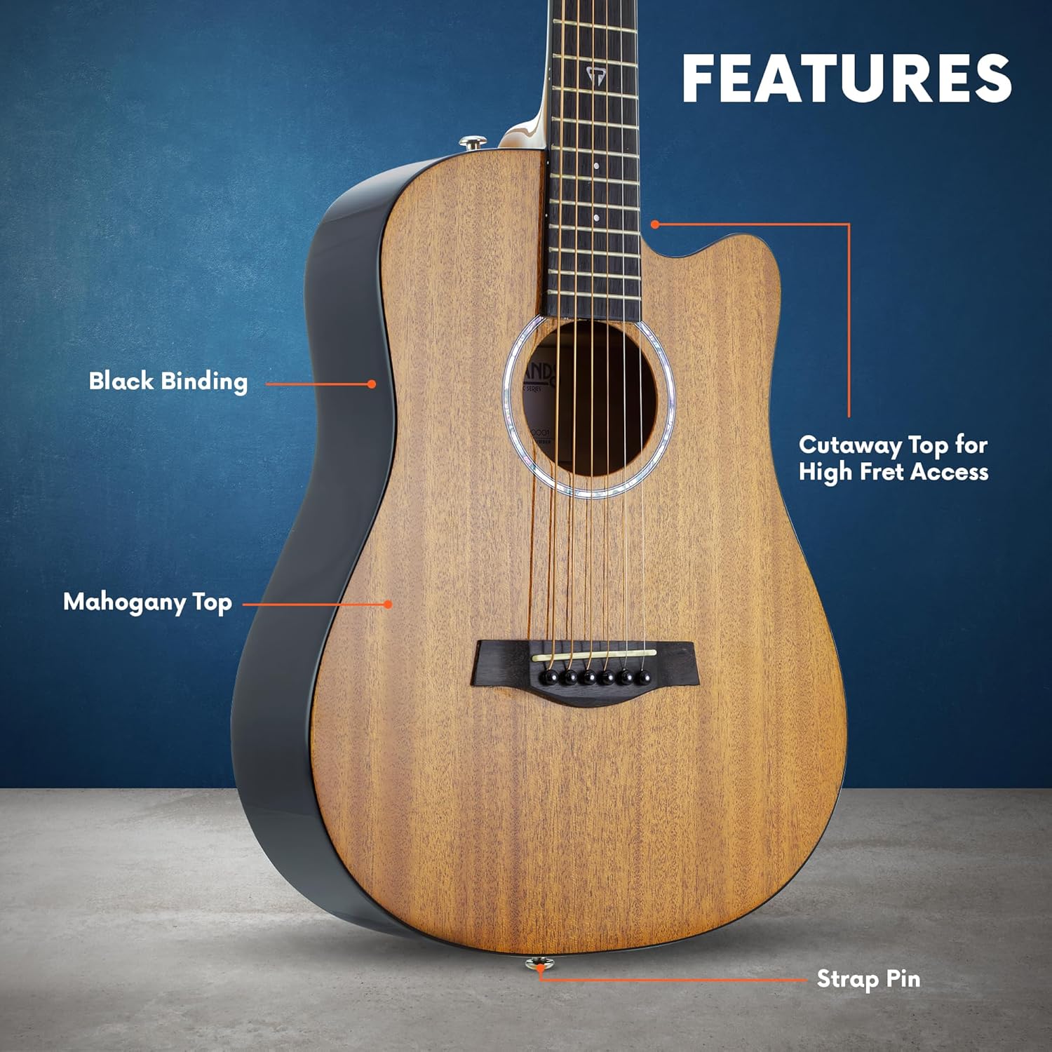 Redlands Mini Acoustic Guitar with Gig Bag (Mahogany)