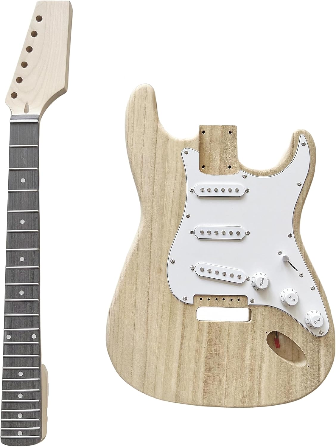 DBL ST Style DIY Electric Guitar Kit,DIY Build Your Own Guitar,6-strings with Paulownia Body and Maple Neck,DIY Guitar Kit for Beginners and Professionals