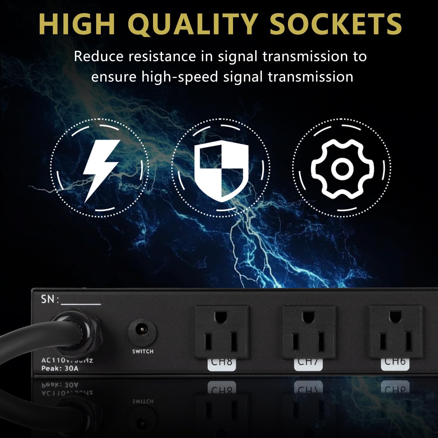Professional 10 Socket Power Conditioner/Surge Sequencer with USB and Type-C Charger.3300W Rack Mount Audio Power Supply Controller, Surge Protector, for Audio product, electronic equipment
