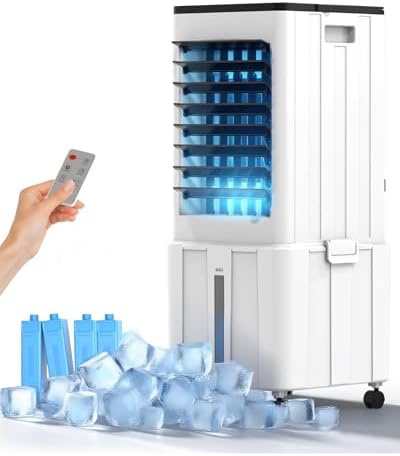 MOMOVOKA 3-IN-1 Windowless Portable Air Conditioners, 3.6 gal Removable Water Tank,4 Ice Packs, 4 Modes & 3 Speeds,12H Timer Oscillating Swamp Cooler for Room no Windows, Bedroom, Living Room