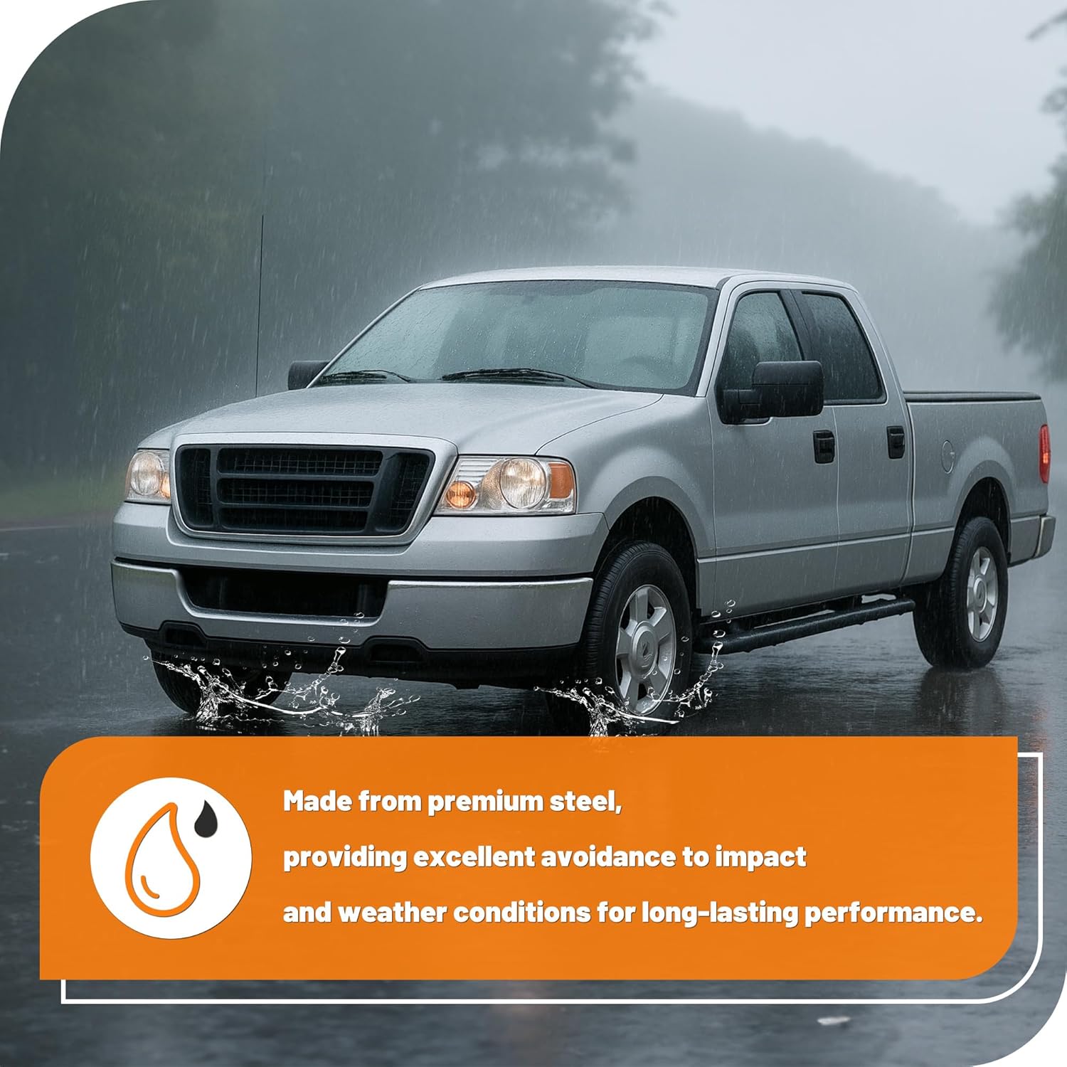 KUAFU Front Bumper Face Bar w/o Fog Light Cutouts Compatible with 2004-2006 Ford F-150 Direct Replacement for 4L3Z17757AA FO1002388 Mounting Accessories Not Included Steel Chrome Silvery