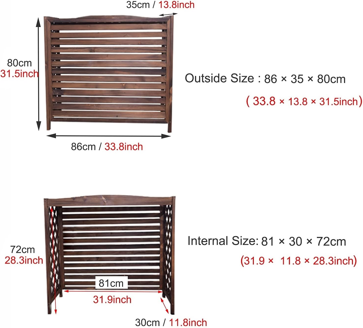 Wooden Air Conditioner Covers Plant Stand, Hide Air Conditioning Units Fences for Outdoor, 3-Panel Privacy Screen, Easy to Install