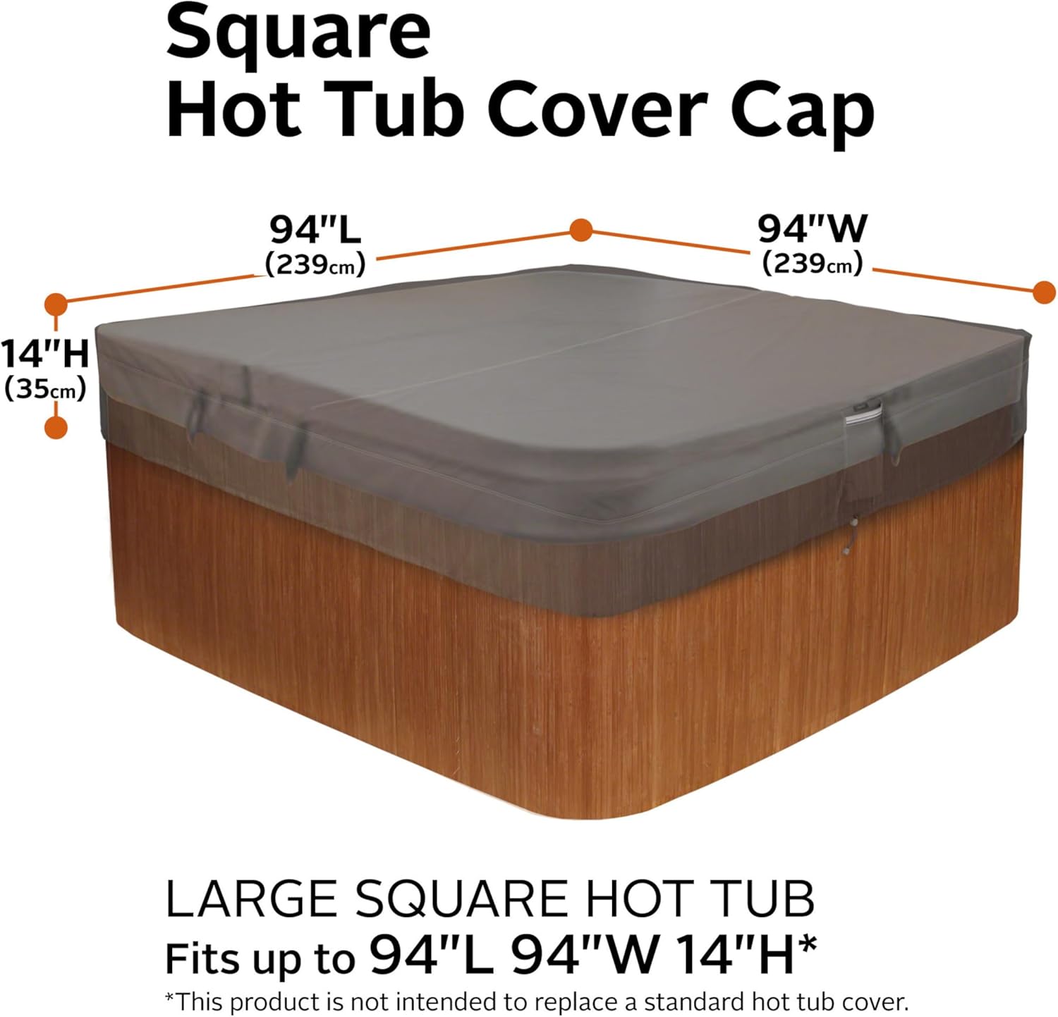 Classic Accessories Ravenna Water-Resistant 94 inch Square Hot Tub Cover, Large, Patio Furniture Covers